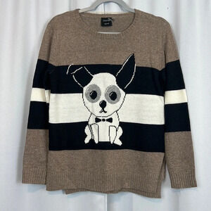 Cliche Couture Wool Blend Crewneck Puppy Pullover Sweater Size Small